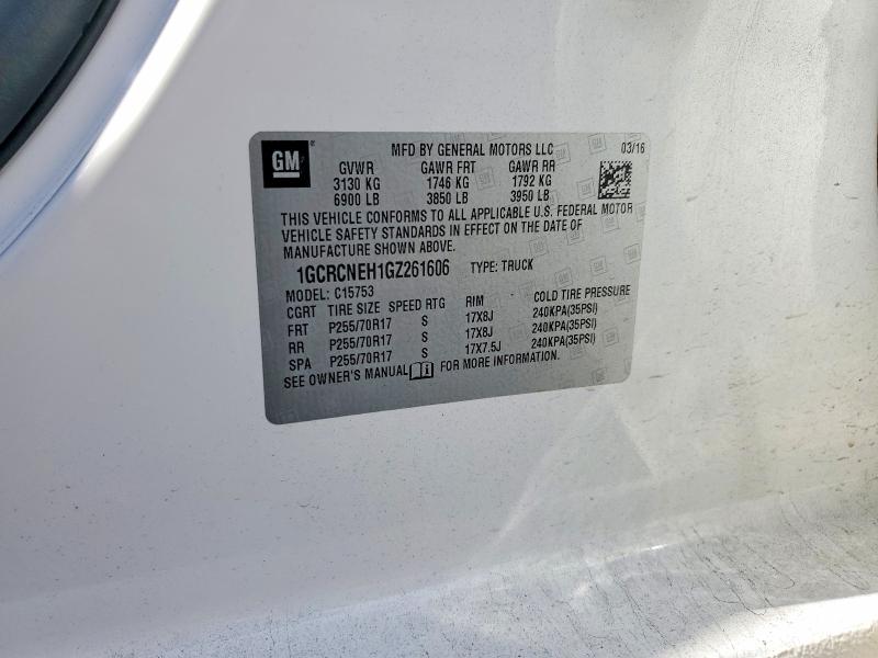 58135226 :رقم المزاد ، 1GCRCNEH1GZ261606 vin ، 2016 Chevrolet Silverado مزاد بيع