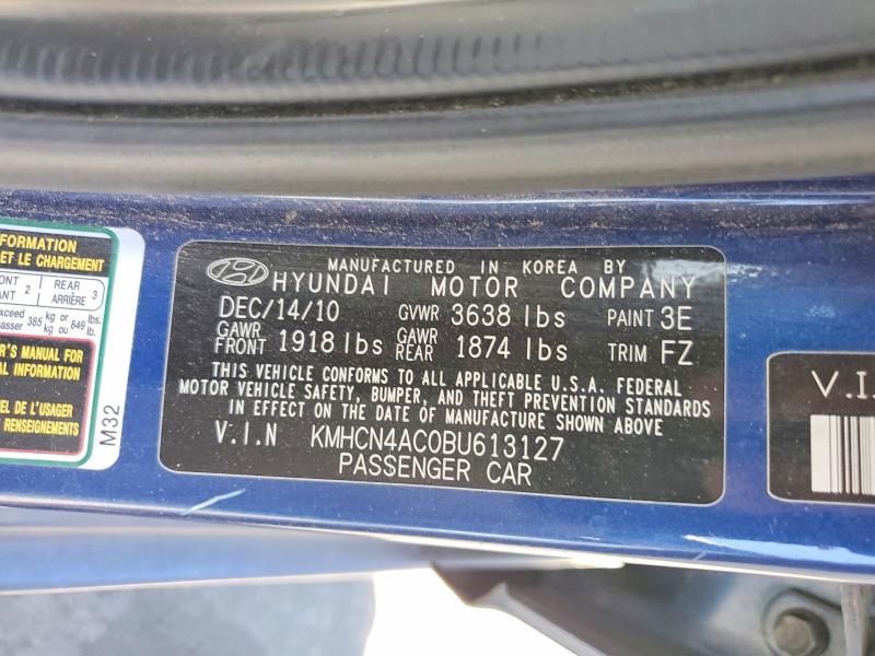 Aukcja sprzedaży 2011 Hyundai Accent, vin: KMHCN4AC0BU613127, numer aukcji: 59090616