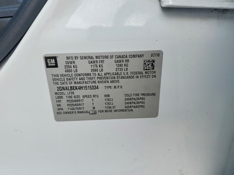 Продажа на аукционе авто 2017 Chevrolet Equinox, vin: 2GNALBEK4H1515334, номер лота: 57401836
