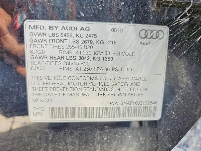 Продажа на аукционе авто 2018 Audi Q5, vin: WA1BNAFY0J2192646, номер лота: 56801106