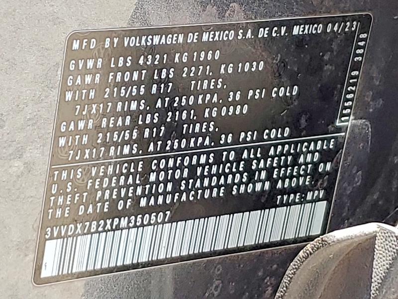 Aukcja sprzedaży 2023 Volkswagen Taos, vin: 3VVDX7B2XPM350507, numer aukcji: 55657206