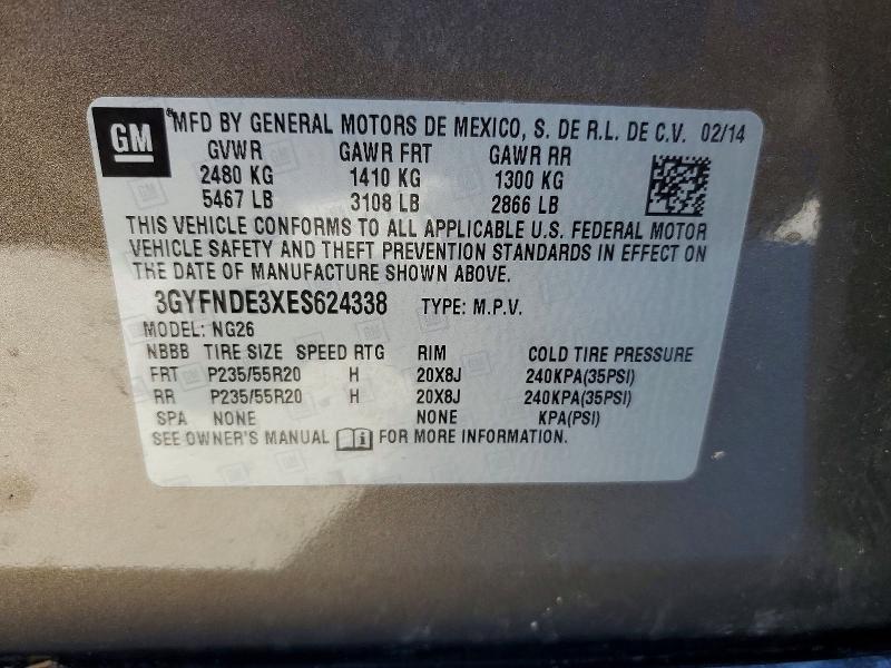 Aukcja sprzedaży 2014 Cadillac Srx, vin: 3GYFNDE3XES624338, numer aukcji: 55744306