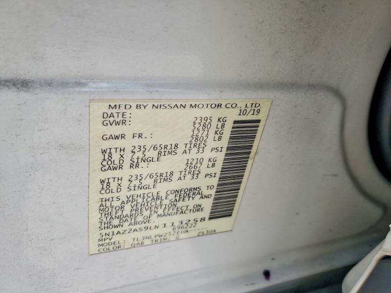 Продаж на аукціоні авто 2020 Nissan Murano, vin: 5N1AZ2AS9LN113258, номер лоту: 57006716