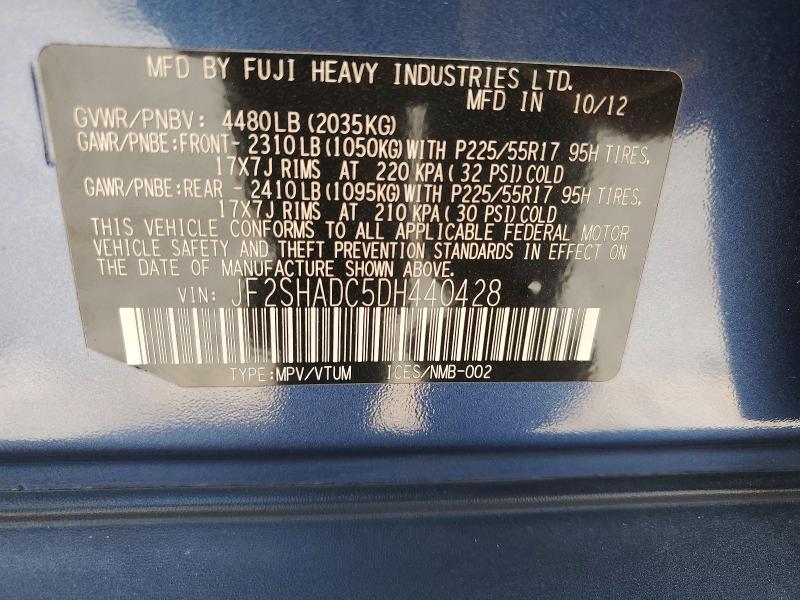 Aukcja sprzedaży 2013 Subaru Forester, vin: JF2SHADC5DH440428, numer aukcji: 59295686