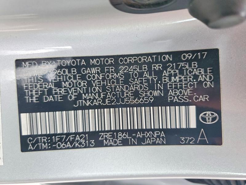 2018 Toyota Corolla Im მანქანა იყიდება აუქციონზე, vin: JTNKARJE2JJ556659, აუქციონის ნომერი: 85971265