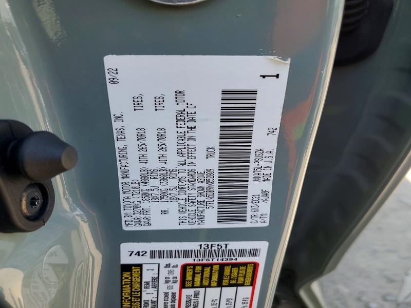 57520056 :رقم المزاد ، 5TFLA5DB9NX052809 vin ، 2022 Toyota Tundra مزاد بيع