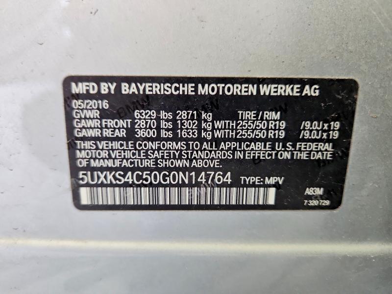Aukcja sprzedaży 2016 Bmw X5, vin: 5UXKS4C50G0N14764, numer aukcji: 56539826