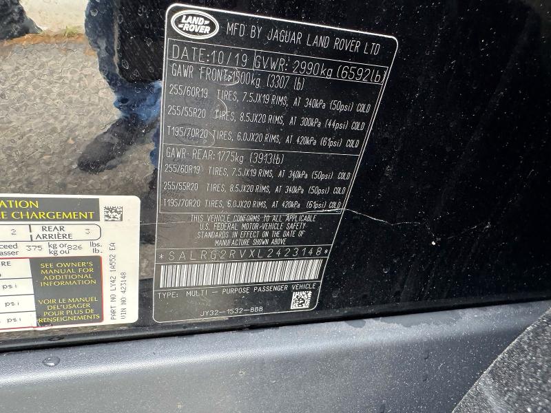 Aukcja sprzedaży 2020 Land Rover Discovery, vin: SALRG2RVXL2423148, numer aukcji: 56134556