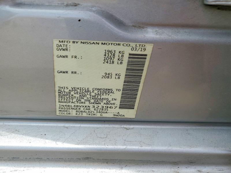 Продажа на аукционе авто 2019 Nissan Altima, vin: 1N4BL4BVXKN323967, номер лота: 55828036