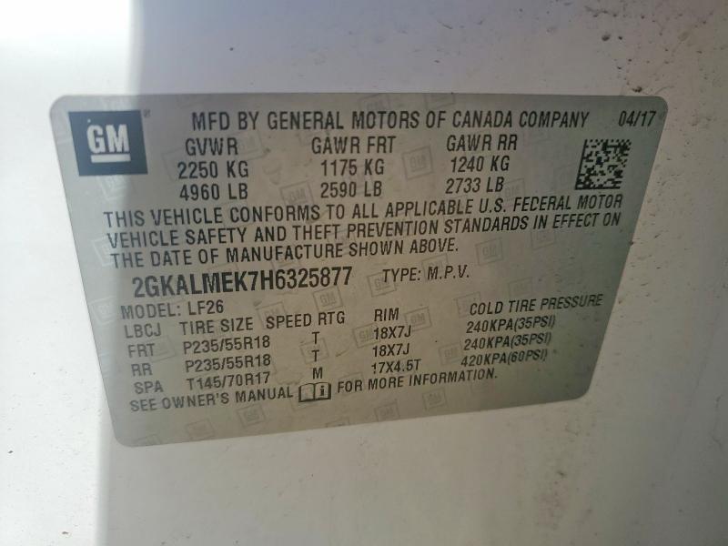 Продажа на аукционе авто 2017 Gmc Terrain, vin: 2GKALMEK7H6325877, номер лота: 55276256