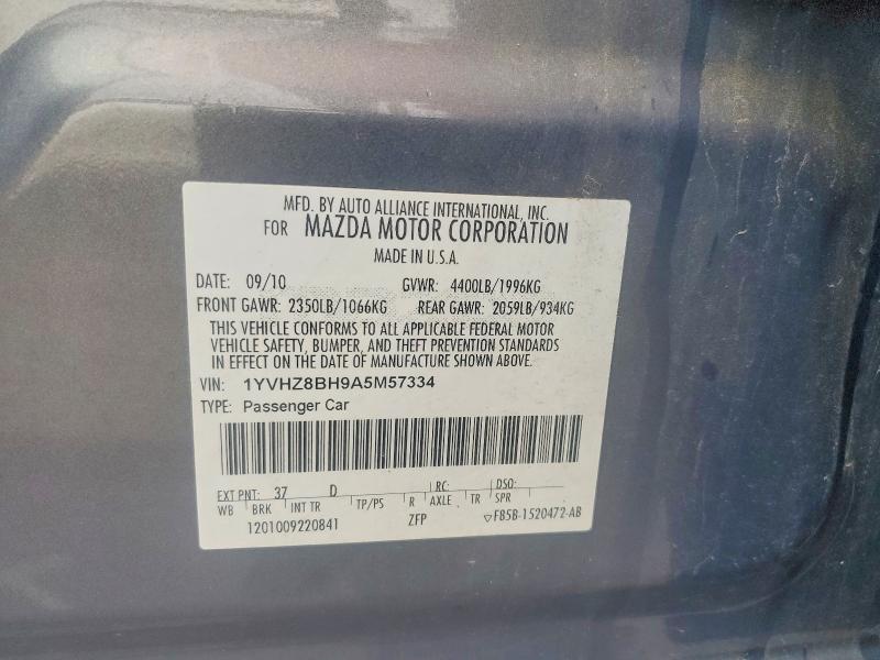 Aukcja sprzedaży 2010 Mazda 6, vin: 1YVHZ8BH9A5M57334, numer aukcji: 57141006