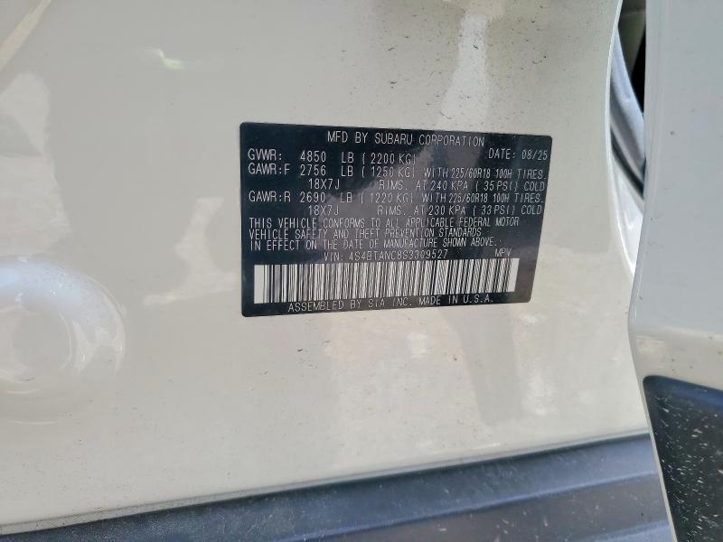 2025 Subaru Outback მანქანა იყიდება აუქციონზე, vin: 4S4BTANC8S3309527, აუქციონის ნომერი: 55244996
