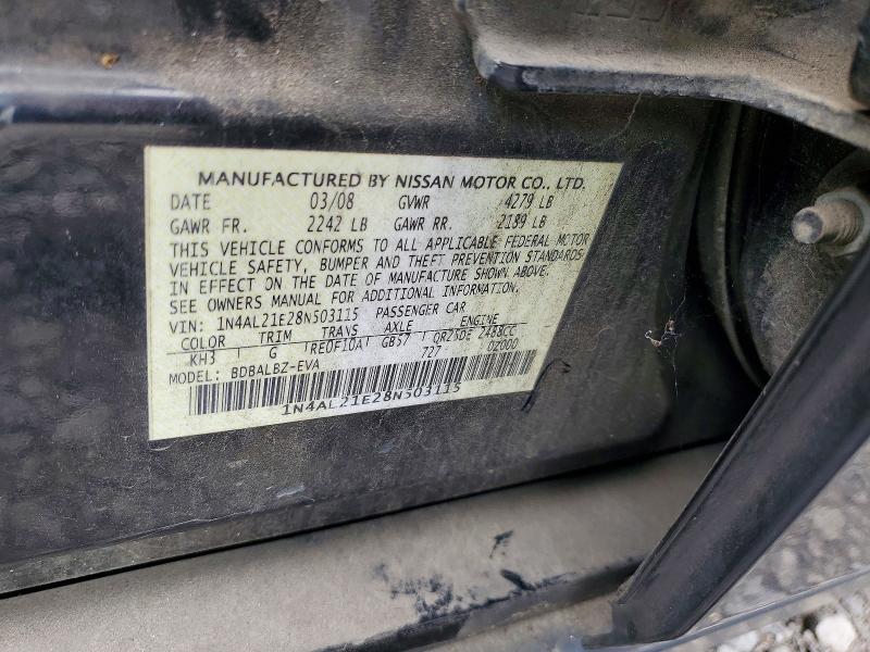 Продаж на аукціоні авто 2008 Nissan Altima, vin: 1N4AL21E28N503115, номер лоту: 57930116