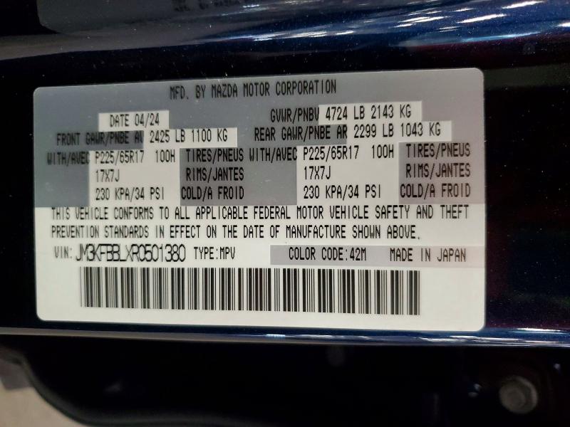 59194856 :رقم المزاد ، JM3KFBBLXR0501380 vin ، 2024 Mazda Cx-5 مزاد بيع