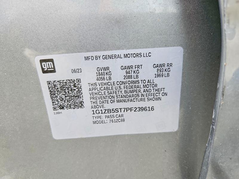 Продажа на аукционе авто 2023 Chevrolet Malibu, vin: 1G1ZB5ST7PF239616, номер лота: 58833316