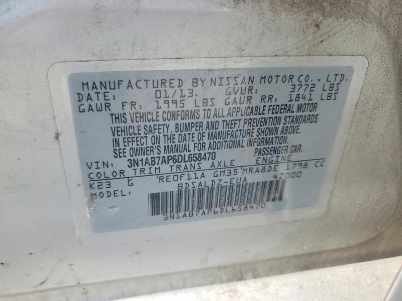 Продаж на аукціоні авто 2013 Nissan Sentra, vin: 3N1AB7AP6DL658470, номер лоту: 57376686