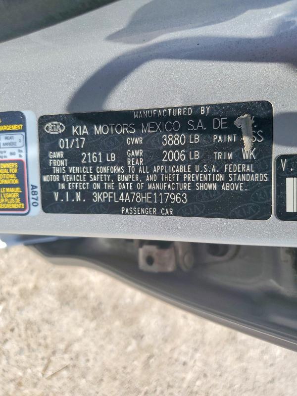 Aukcja sprzedaży 2017 Kia Forte, vin: 3KPFL4A78HE117963, numer aukcji: 56993896