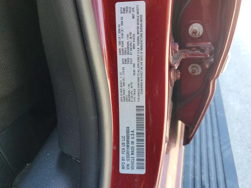 Продажа на аукционе авто 2021 Ram 1500, vin: 1C6SRFHM9MN659834, номер лота: 55237626
