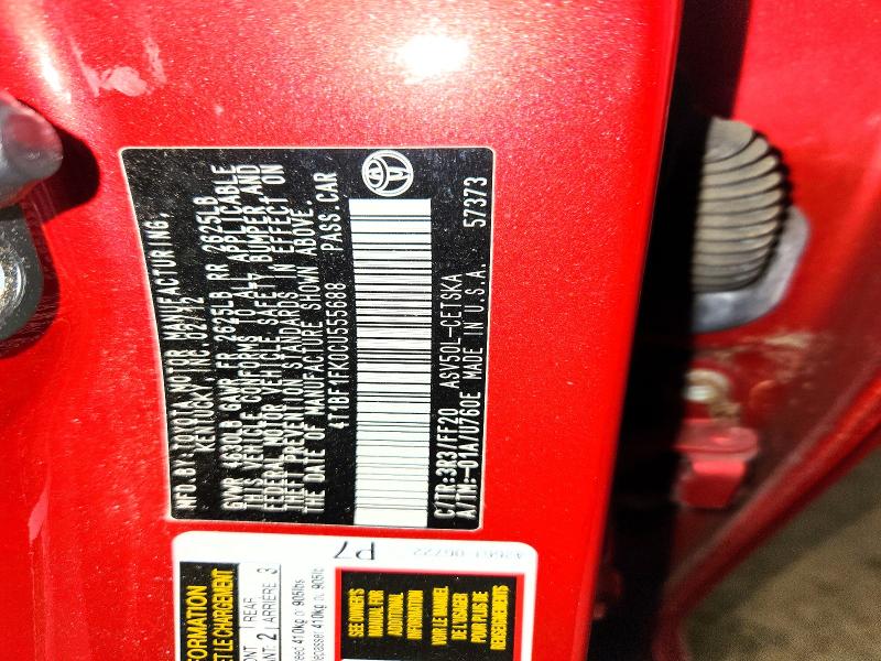 56395156 :رقم المزاد ، 4T1BF1FK0CU555688 vin ، 2012 Toyota Camry مزاد بيع