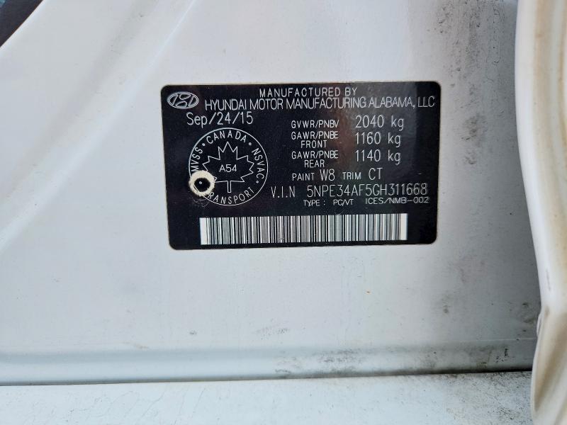 Продажа на аукционе авто 2016 Hyundai Sonata, vin: 5NPE34AF5GH311668, номер лота: 58691826