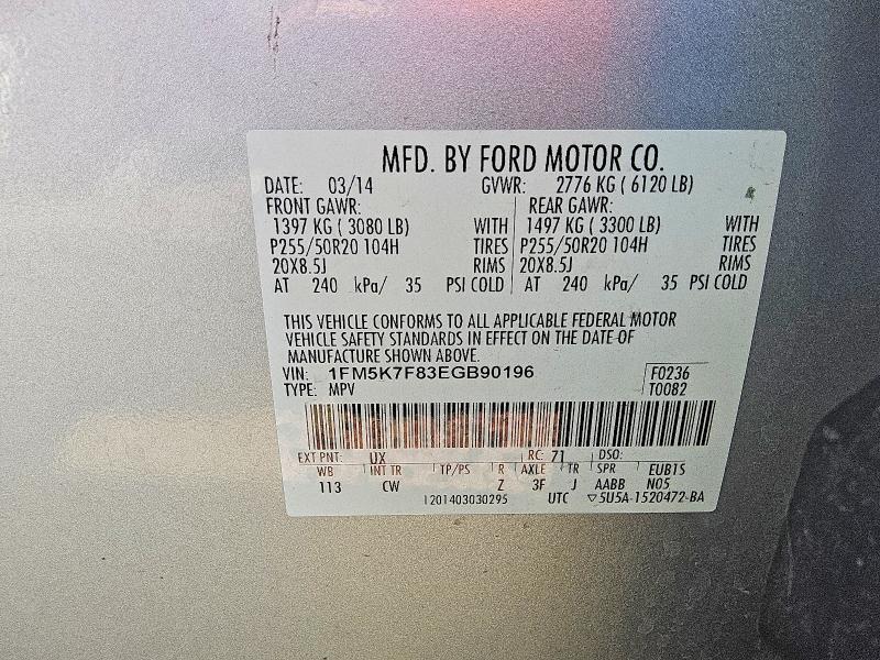 Aukcja sprzedaży 2014 Ford Explorer, vin: 1FM5K7F83EGB90196, numer aukcji: 55788416