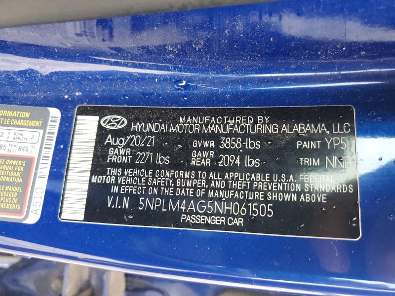 Aukcja sprzedaży 2022 Hyundai Elantra, vin: 5NPLM4AG5NH061505, numer aukcji: 57578496