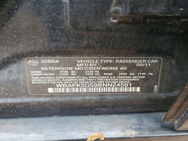 Продаж на аукціоні авто 2011 Bmw 328, vin: WBAPK5G59BNN24581, номер лоту: 57227026