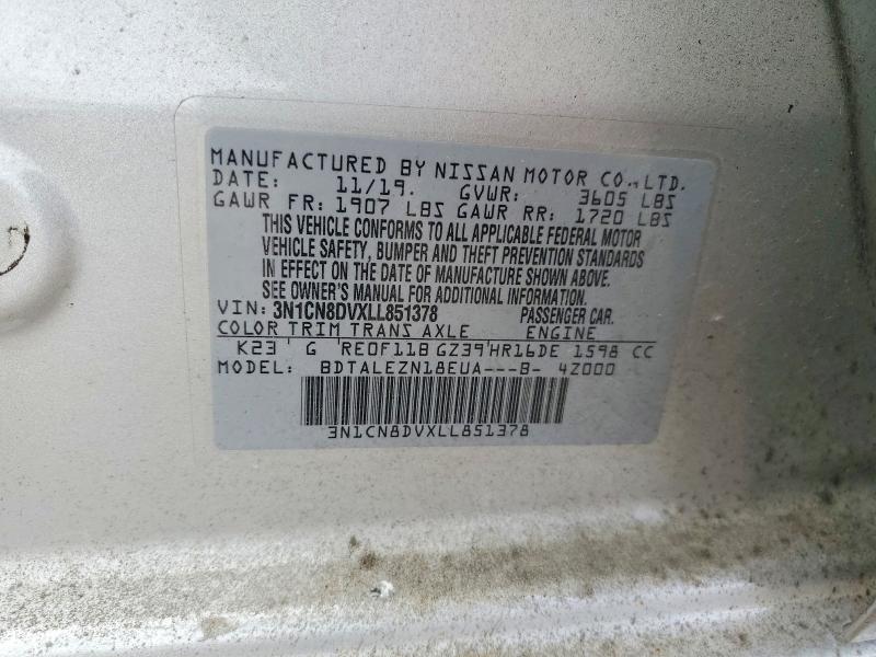 Aukcja sprzedaży 2020 Nissan Versa, vin: 3N1CN8DVXLL851378, numer aukcji: 57348266