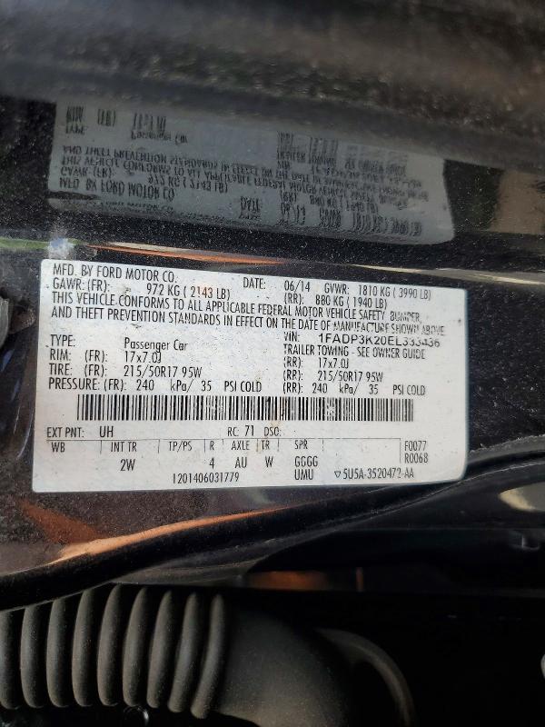 Продажа на аукционе авто 2014 Ford Focus, vin: 1FADP3K20EL333436, номер лота: 55032736