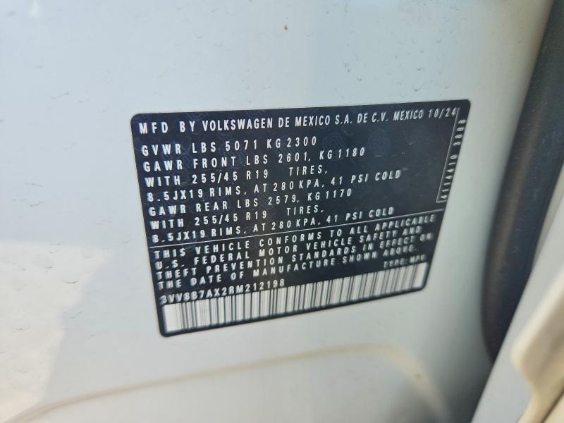 2024 Volkswagen Tiguan მანქანა იყიდება აუქციონზე, vin: 3VV8B7AX2RM212198, აუქციონის ნომერი: 57496856