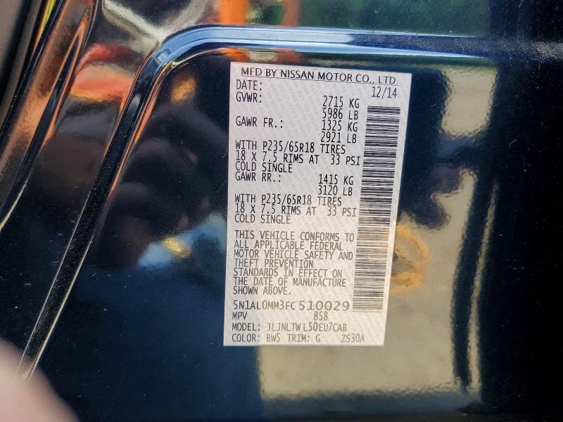 Aukcja sprzedaży 2015 Infiniti Qx60, vin: 5N1AL0MM3FC510029, numer aukcji: 57323956