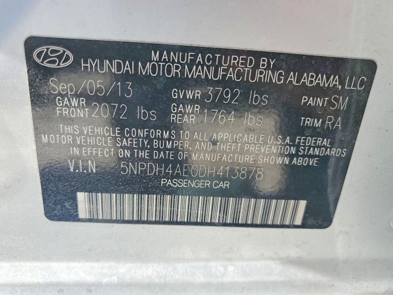 Продаж на аукціоні авто 2013 Hyundai Elantra, vin: 5NPDH4AE0DH413878, номер лоту: 55592706