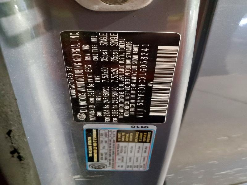 58398196 :رقم المزاد ، 5XYP3DHCXLG058241 vin ، 2020 Kia Telluride مزاد بيع