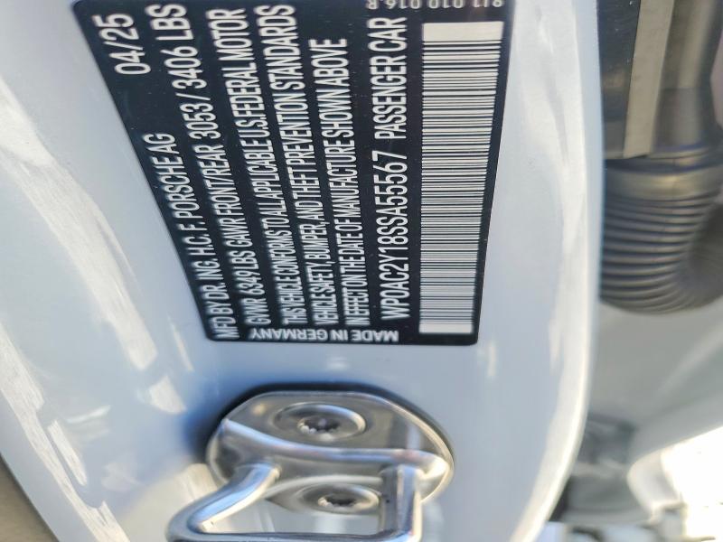 Продаж на аукціоні авто 2025 Porsche Taycan, vin: WP0AC2Y18SSA55567, номер лоту: 58798466