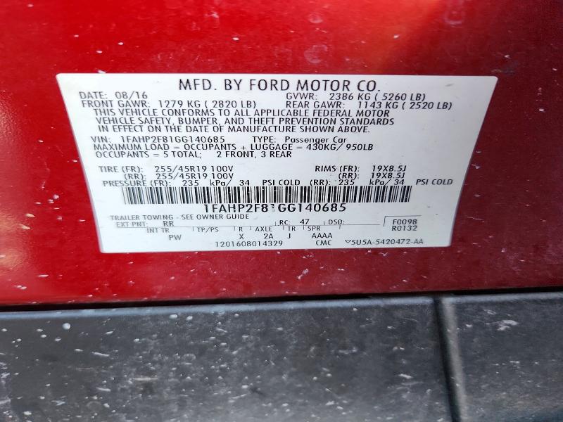 Aukcja sprzedaży 2016 Ford Taurus, vin: 1FAHP2F81GG140685, numer aukcji: 58883226