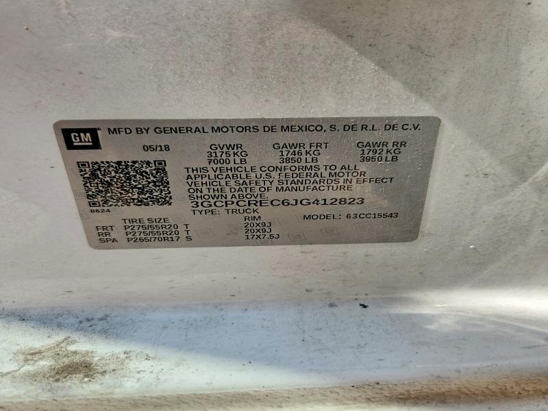 Aukcja sprzedaży 2018 Chevrolet Silverado, vin: 3GCPCREC6JG412823, numer aukcji: 59173046