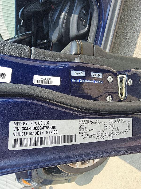 57623966 :رقم المزاد ، 3C4NJDCB0MT585808 vin ، 2021 Jeep Compass مزاد بيع