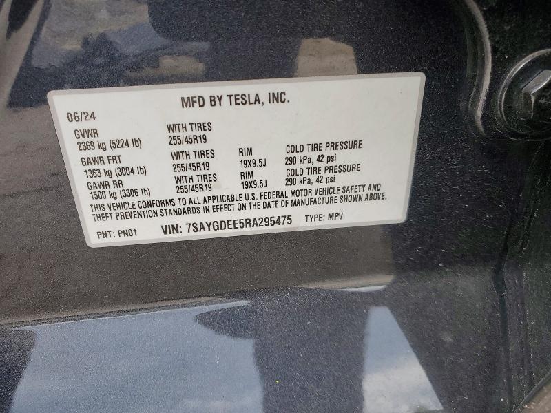 57613156 :رقم المزاد ، 7SAYGDEE5RA295475 vin ، 2024 Tesla Model Y مزاد بيع