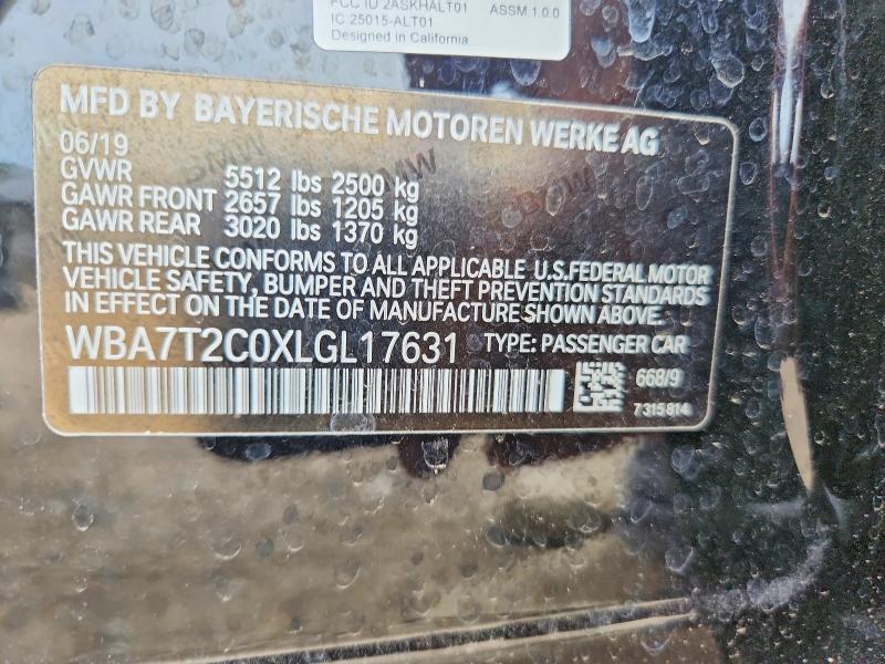 49492956 :رقم المزاد ، WBA7T2C0XLGL17631 vin ، 2020 Bmw 740 مزاد بيع
