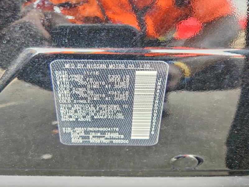 2017 Nissan Armada მანქანა იყიდება აუქციონზე, vin: JN8AY2ND0H9004176, აუქციონის ნომერი: 58019086