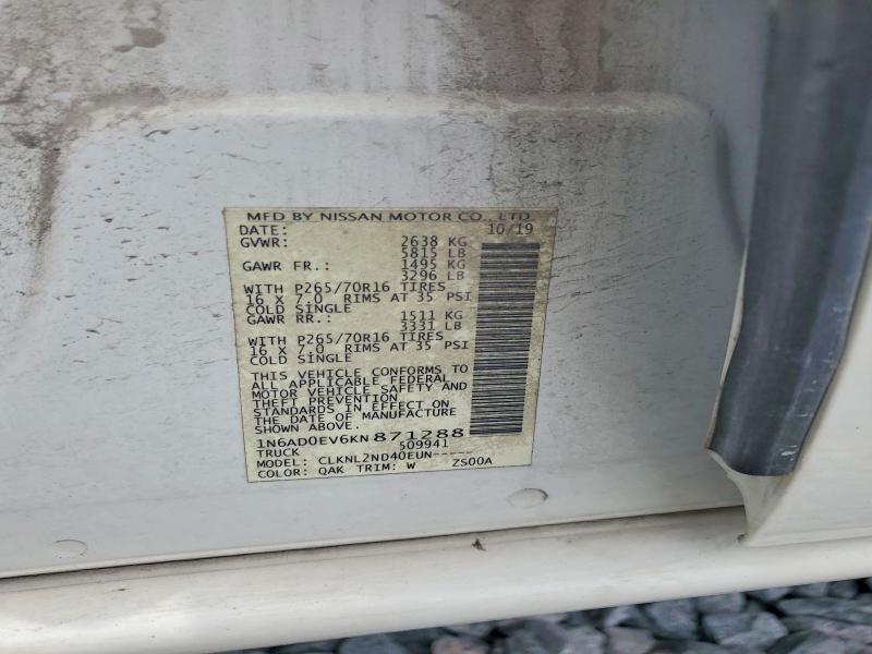 2019 Nissan Frontier მანქანა იყიდება აუქციონზე, vin: 1N6AD0EV6KN871288, აუქციონის ნომერი: 57067676