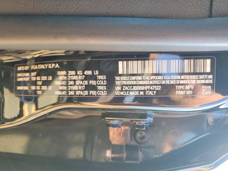 57625546 :رقم المزاد ، ZACCJBBB9HPF47522 vin ، 2017 Jeep Renegade مزاد بيع