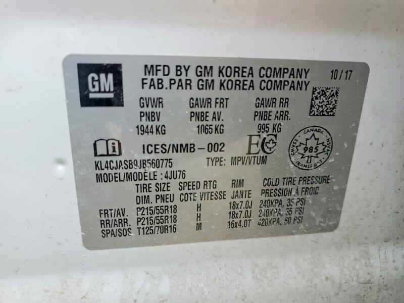 Продажа на аукционе авто 2018 Buick Encore, vin: KL4CJASB9JB560775, номер лота: 56358726