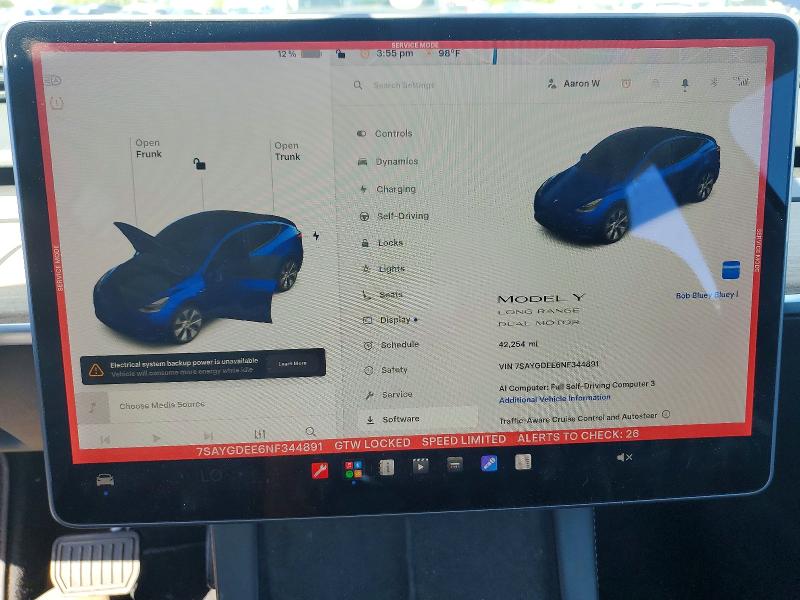 2022 Tesla Model Y მანქანა იყიდება აუქციონზე, vin: 7SAYGDEE6NF344891, აუქციონის ნომერი: 57233506