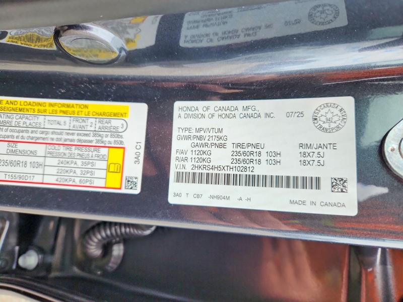 2026 Honda Cr-v მანქანა იყიდება აუქციონზე, vin: 2HKRS4H5XTH102812, აუქციონის ნომერი: 55580126