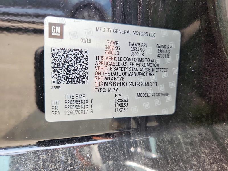 Продаж на аукціоні авто 2018 Chevrolet Suburban, vin: 1GNSKHKC4JR238611, номер лоту: 57382586