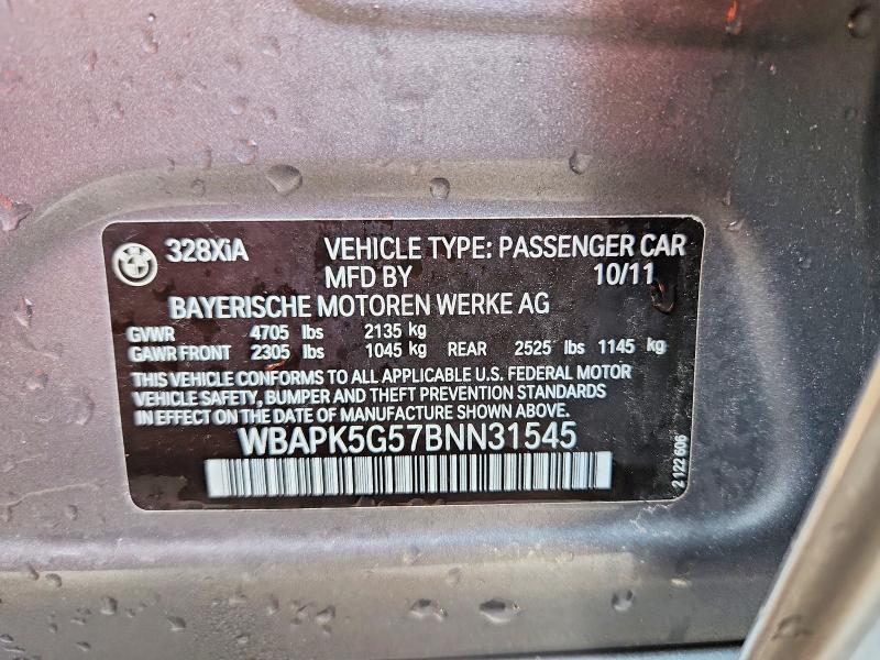 Aukcja sprzedaży 2011 Bmw 328, vin: WBAPK5G57BNN31545, numer aukcji: 58445906