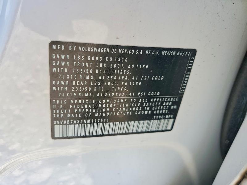 Продажа на аукционе авто 2022 Volkswagen Tiguan, vin: 3VV8B7AX4NM117541, номер лота: 55597486