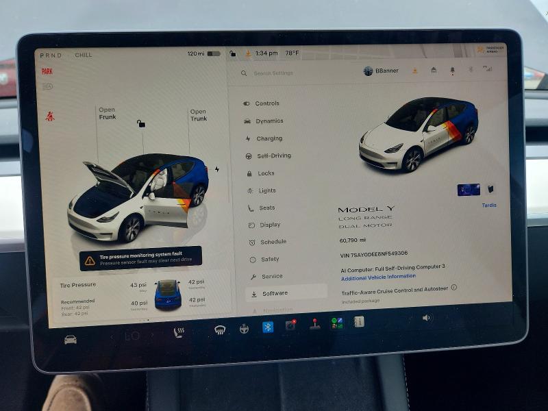 2022 Tesla Model Y მანქანა იყიდება აუქციონზე, vin: 7SAYGDEE8NF549306, აუქციონის ნომერი: 57888876