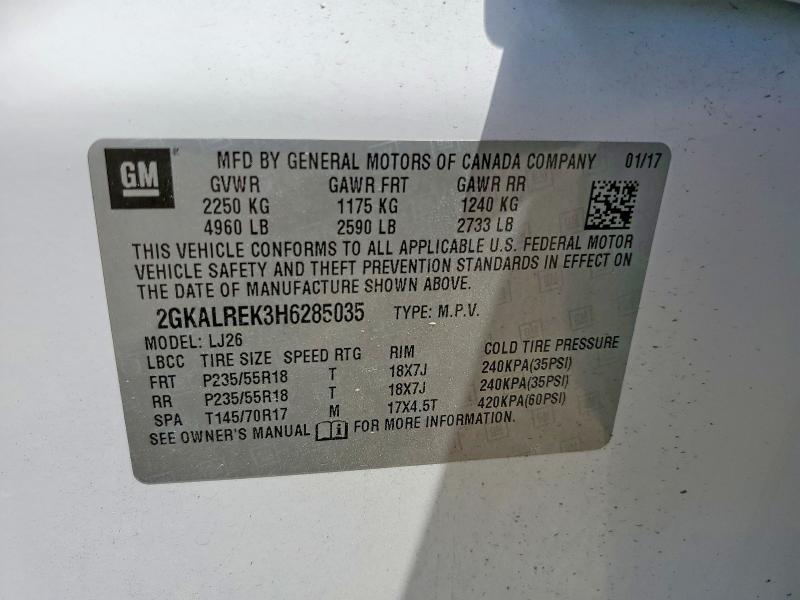 Aukcja sprzedaży 2017 Gmc Terrain, vin: 2GKALREK3H6285035, numer aukcji: 56720246